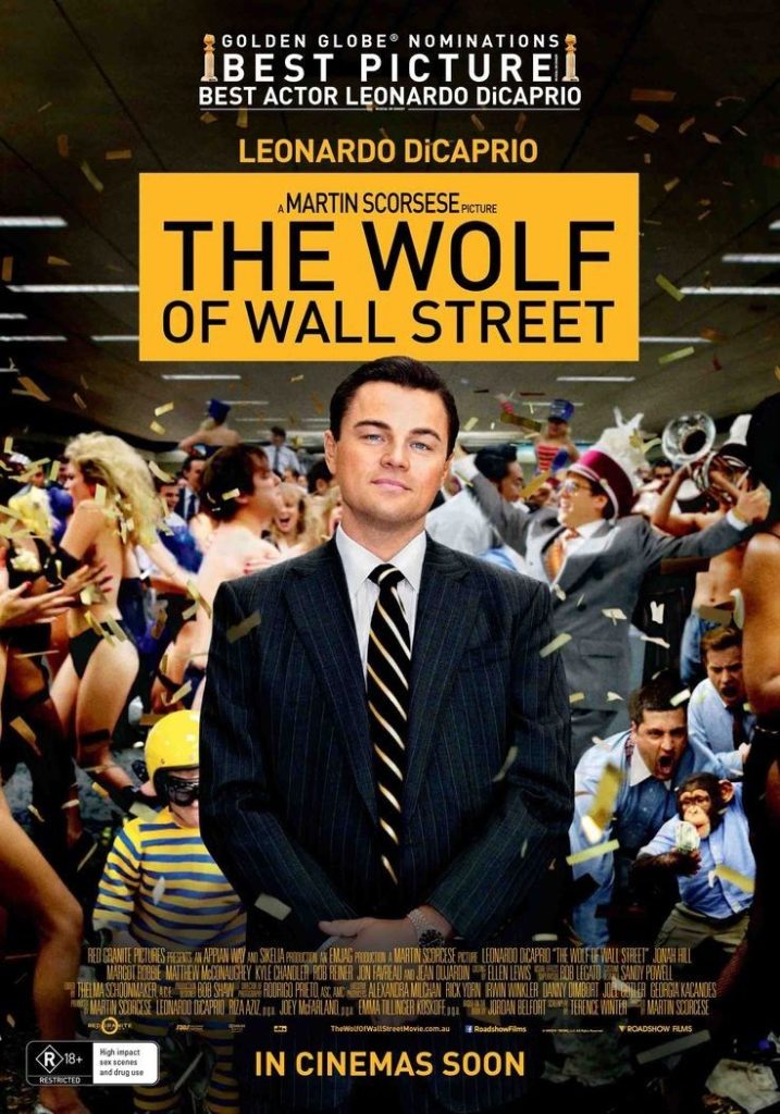 Locandina del film Il lupo di Wall Street, azione e adrenalina finanziaria