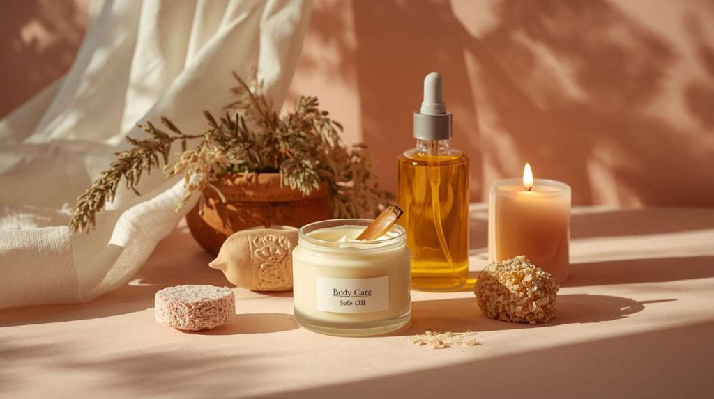 idee regalo per coccolarsi con prodotti naturali crema olio scrub e candela artigianale
